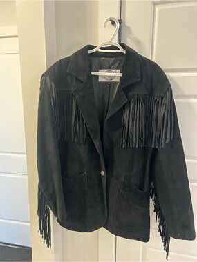 Women's Black Fringed Suede Jacket